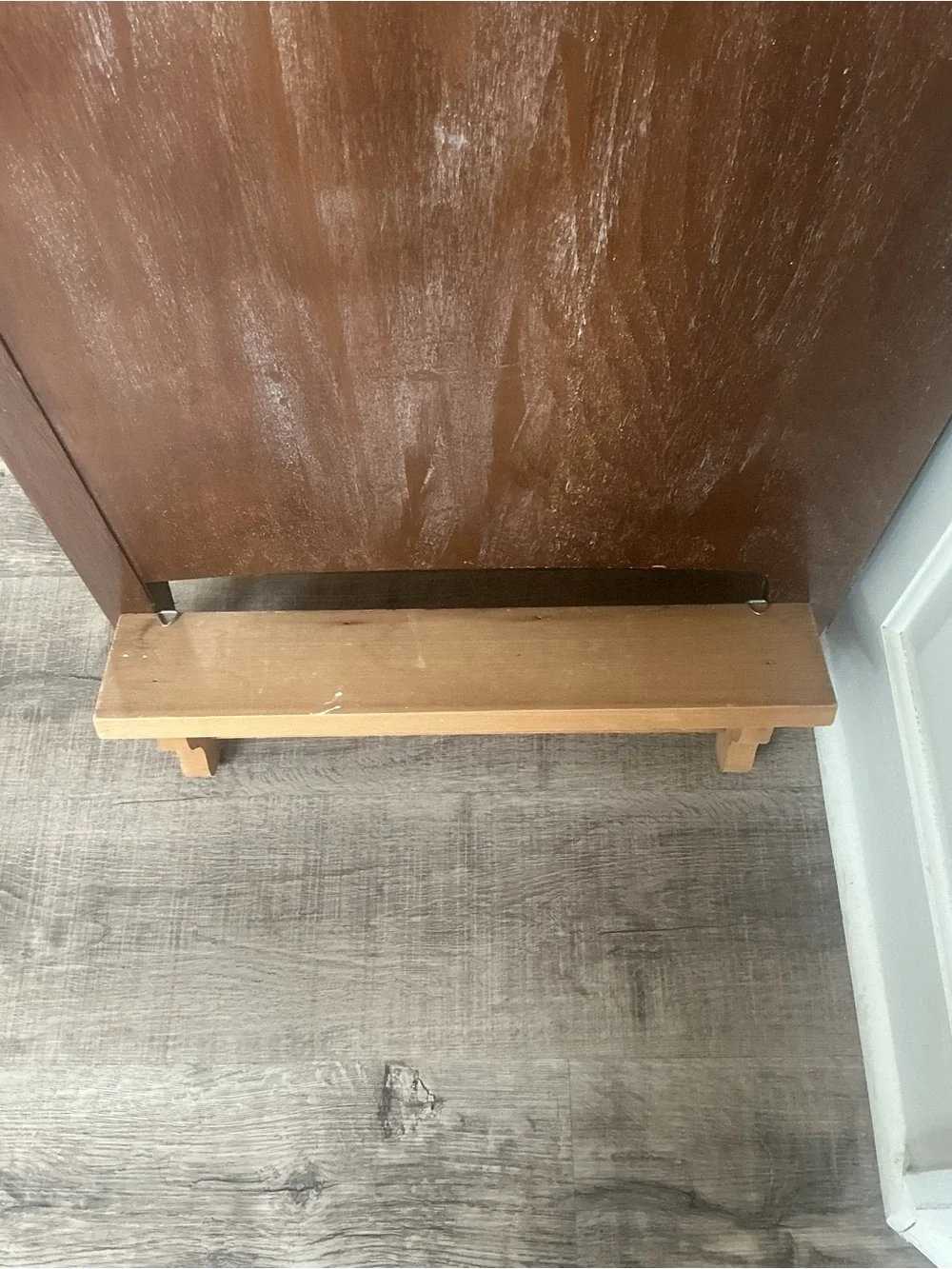Vintage Handmade Bathroom Wooden Wall Shelf 'Bath 5 Cents' Rustic Country Cabin
